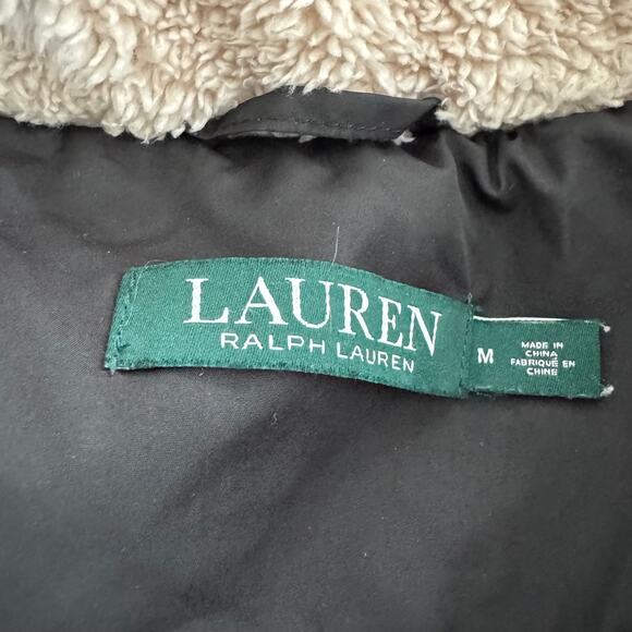 Lauren Ralph Lauren Black Long Down Hooded Quilted Puffer Coat Medium - Picture 12 of 16